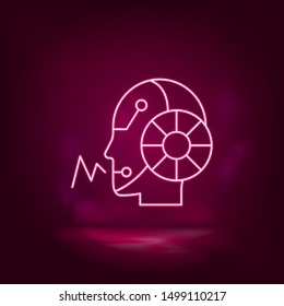 Communication, digital, robot, speak neon icon - vector. Artificial intelligence
