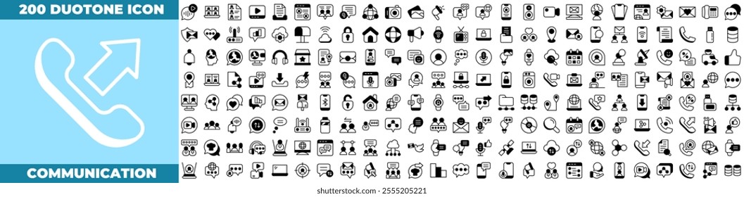 Communication Duotone Editable Icons set. Vector illustration in modern thin duotone style of communication icons: communication, mobile, message, etc