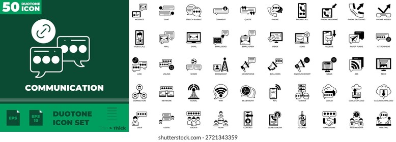 Conjunto de iconos editables de duotono de comunicación
