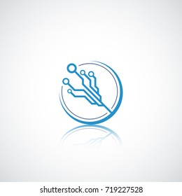 Communication element. Circuit logo. Technology business company sign.