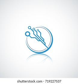 Communication element. Circuit logo. Technology sign.