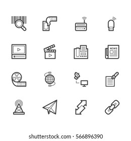 Communication element vector out line set 2 on white background. Premium quality outline symbol collection. Stroke vector logo concept, web graphics. 