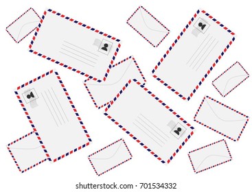 Communication envelope background.- illustration,Written communications, Mail,message, white background 