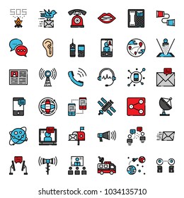 Communication evolution pixel perfect filled outline icon, isolated on white background