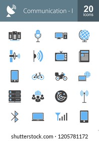 Communication Filled Blue & Black Icons
