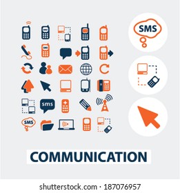 communication flat icons, elements: vector design collection