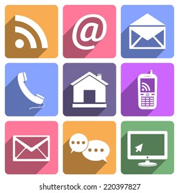 Communication flat icons with long shadow