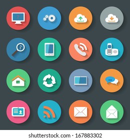 Communication flat icons set