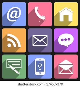 Communication flat icons set