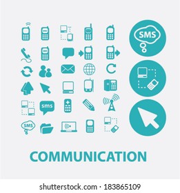 communication flat icons set  for digital web, print, design, mobile phone apps, vector