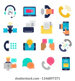 Communication flat vector icons