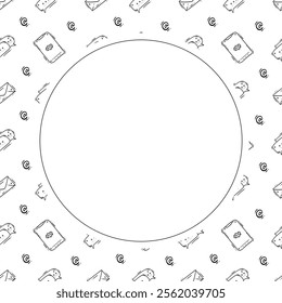 communication frame. doodle connection circle frame. hand drawn communication frame background. communication background