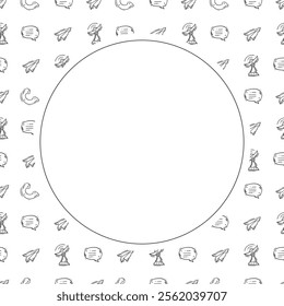 communication frame. doodle connection circle frame. hand drawn communication frame background. communication background