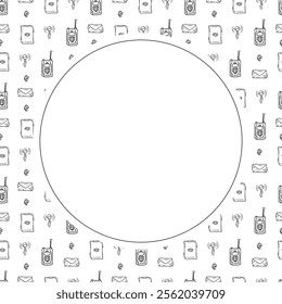 communication frame. doodle connection circle frame. hand drawn communication frame background. communication background