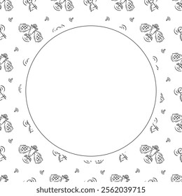 communication frame. doodle connection circle frame. hand drawn communication frame background. communication background