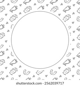 communication frame. doodle connection circle frame. hand drawn communication frame background. communication background