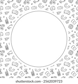 communication frame. doodle connection circle frame. hand drawn communication frame background. communication background