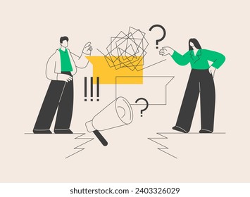 Communication gap abstract concept vector illustration. Information exchange, understanding, effective communication, body language, feelings and expectations, relationship abstract metaphor.