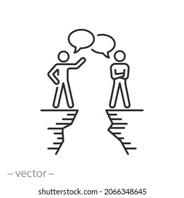 Communication Gap Icon, Business Miscommunication, Team Crisis Or Conflict, Negotiation People, Speech Message, Thin Line Symbol On White Background - Editable Stroke Vector Illustration