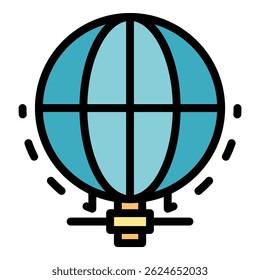 Communication global network icon. Outline communication global network vector icon color flat isolated