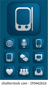 conjunto de botones de brillo de comunicación, vector