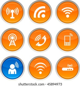 Iconos brillantes de comunicación. Botones vectores.