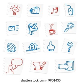 Communication hand-drawing icons.