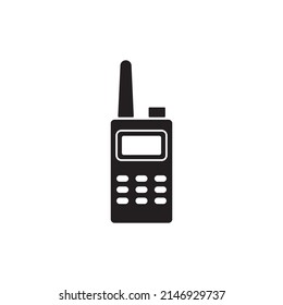 Communication handheld radio icon in black flat glyph, filled style isolated on white background