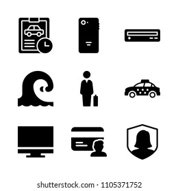 communication, happy, virus and sitting icons in Technology vector set. Graphics for web and design