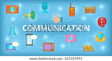 Communication horizontal concept. Cartoon illustration of communivation banner horizontal vector for web