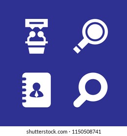 communication icon. 4 communication set with seo and web, address, interview and search vector icons for web and mobile app