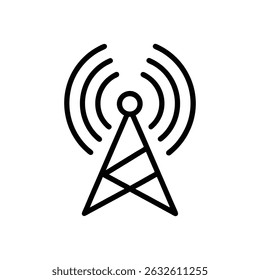 Communication icon Antenna icon black line art on white background