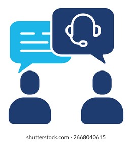 Icono de comunicación en diseño plano monocromo azul, Ilustración vectorial