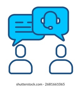 Ícone De Comunicação Em Design Plano Monocromático Azul, Ilustração De Vetor