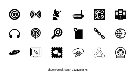 Communication icon. collection of 18 communication filled and outline icons such as qr code, chain, photo with heart, headset. editable communication icons for web and mobile.
