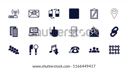Communication icon. collection of 18 communication filled and outline icons such as middle finger, eating mouth, love letter. editable communication icons for web and mobile.
