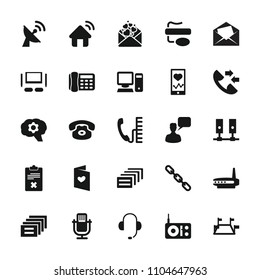 Communication icon. collection of 25 communication filled icons such as chatting man, microphone, desk phone. editable communication icons for web and mobile.