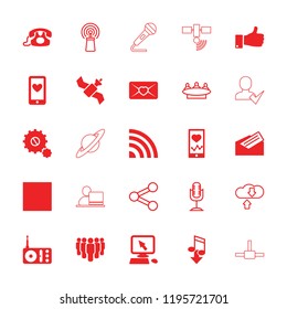 Communication icon. collection of 25 communication filled and outline icons such as pointer on display, heartbeat on phone. editable communication icons for web and mobile.