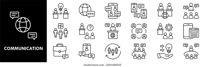 Communication icon collection set. Containing design communication, business, technology, network