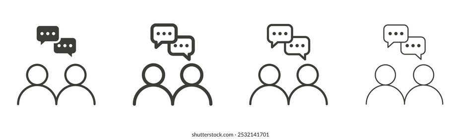 Communication icon in fill and three stroke sizes