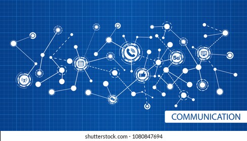 Communication icon flow automation, Internet of things as vector illustration.