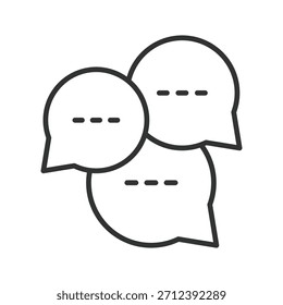 Icono de comunicación en diseño de línea. comunicación, diálogo, conversación, chat, intercambio, mensaje, grupo en el Vector de fondo blanco. icono de trazo editable de comunicación