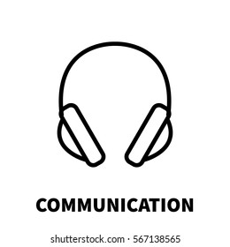 Communication icon or logo in modern line style. High quality black outline pictogram for web site design and mobile apps. Vector illustration on a white background.