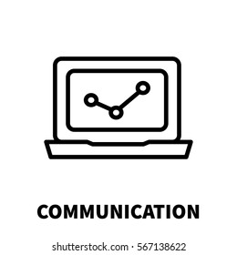 Communication icon or logo in modern line style. High quality black outline pictogram for web site design and mobile apps. Vector illustration on a white background.