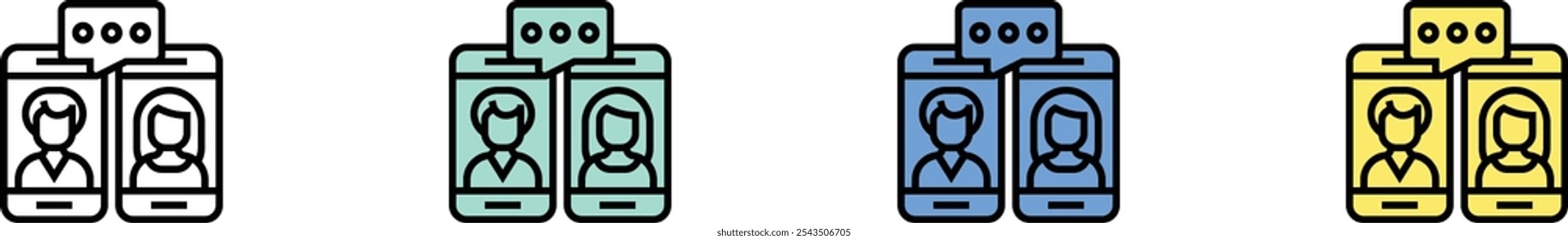 communication icon. Outline, Green, Blue and Yellow Style Design Isolated On White Background