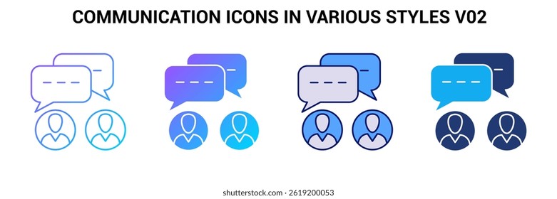 Communication icon represented by Communication symbol Blue, Gradient, Dualtone, Fill style.