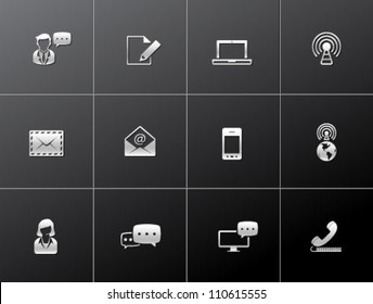 Communication icon series in metallic style