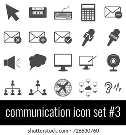Communication. Icon set 3. Gray icon on white background.