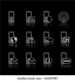 Communication icon set 6 - Strokes Black Series.  Vector EPS 8 format, easy to edit.