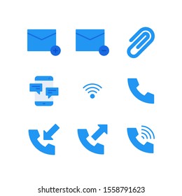 Communication icon set = Add Email, Delete Email, Attachment / Paperclip, Chatting Smartphone, Wifi Signal, Telephone, Telephone In, Phone Out and Phone Ringing